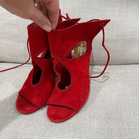 Aquazzura Red Stiletto Heels with Lace-Up Design size 37 made in Italy - Picture 4 of 14
